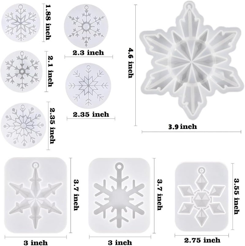 Elinka Snowflake Silicone Resin Molds,9 Pcs Snowflake Resin Casting Molds,Christmas Ornament Resin Molds DIY Resin Crafts Jewelry Pendant Xmas Gift Home Decoration - Image 2